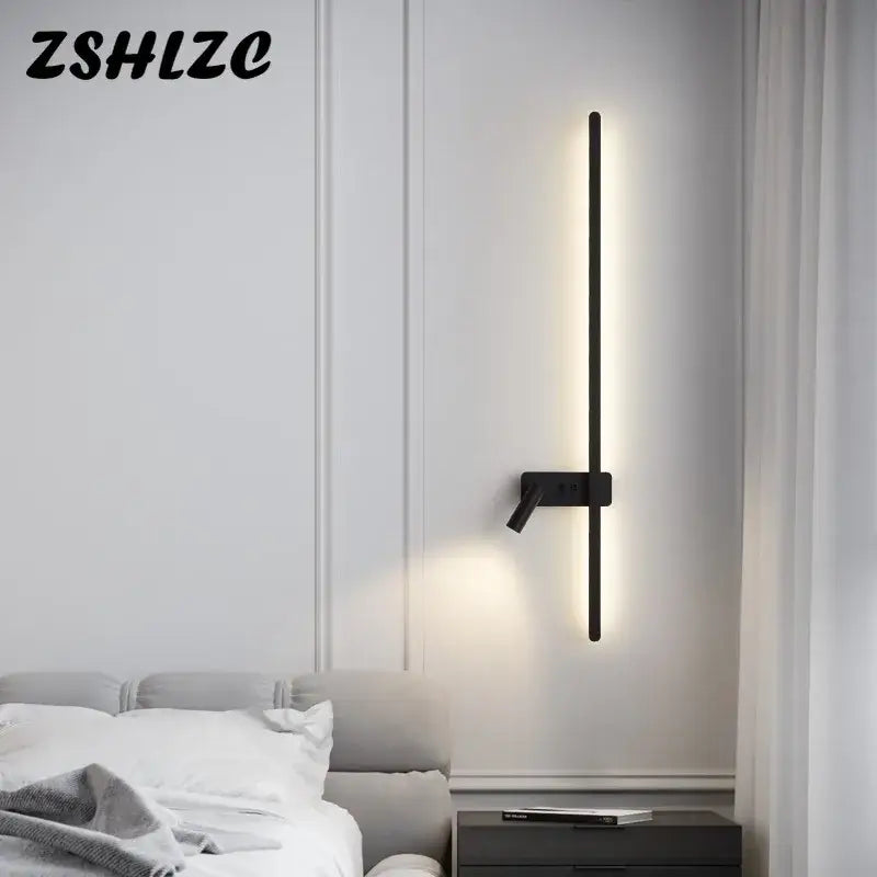 Modern black & white led wall spot light bedroom sconce adjustable arm