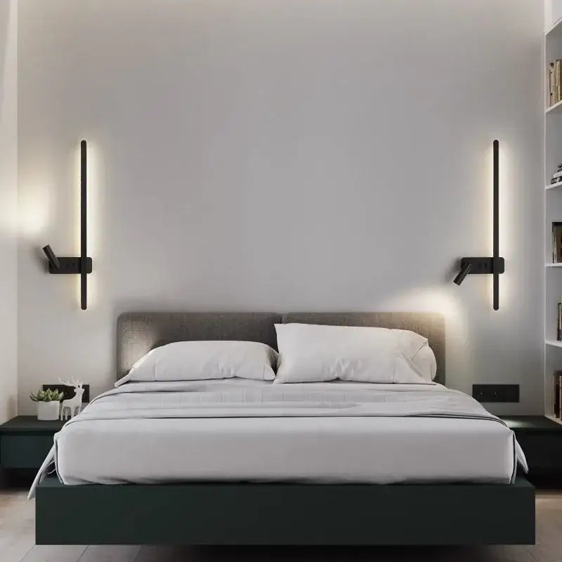 Modern black & white led wall spot light bedroom sconce adjustable arm