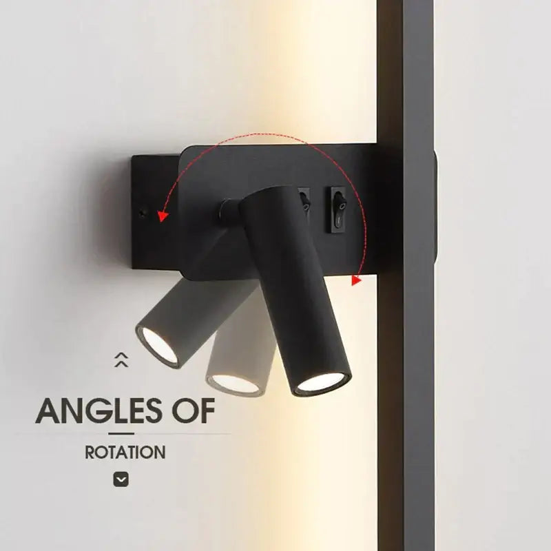 Modern black & white led wall spot light bedroom sconce adjustable arm