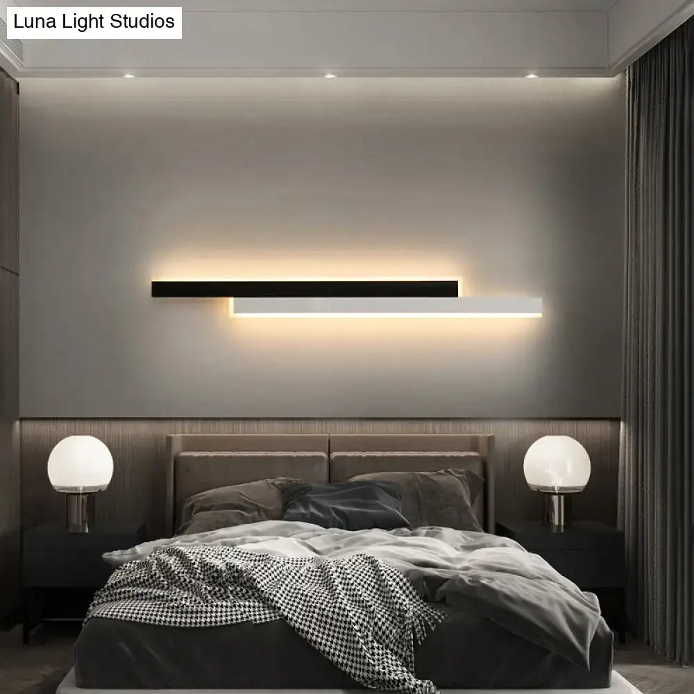 Modern black & white linear led wall light for corridor