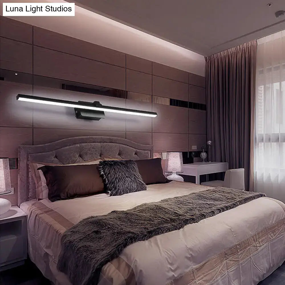 Modern black & white linear light fixture bathroom wall sconce