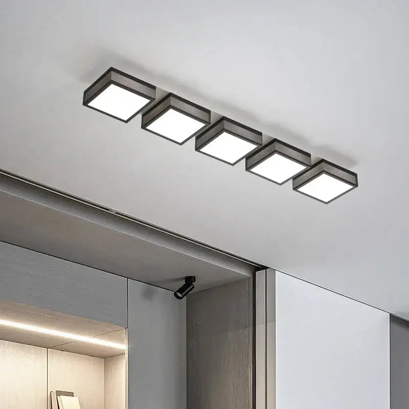 Modern black & white mesh led ceiling lights bedroom square fixture