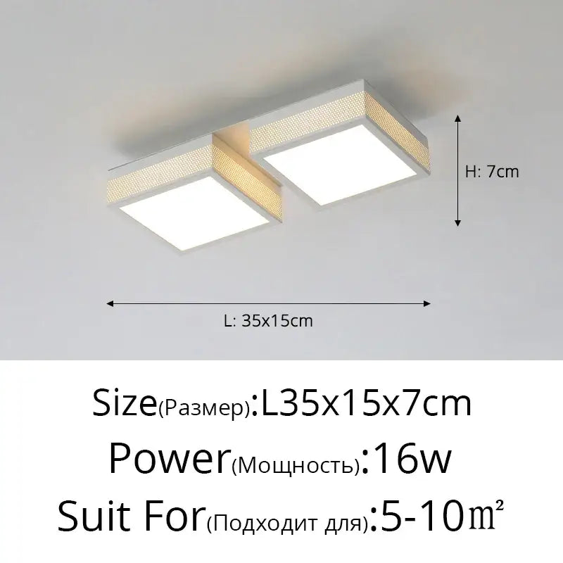 Modern black & white mesh led ceiling lights bedroom square fixture