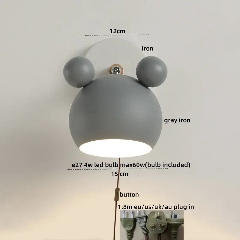 Modern black & white panda led wall lamp bathroom mirror light