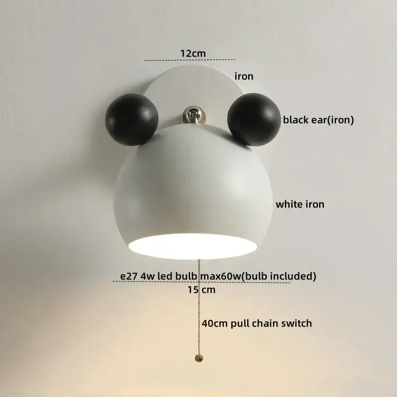 Modern black & white panda led wall lamp bathroom mirror light