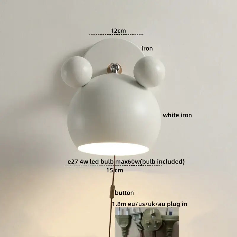 Modern black & white panda led wall lamp bathroom mirror light
