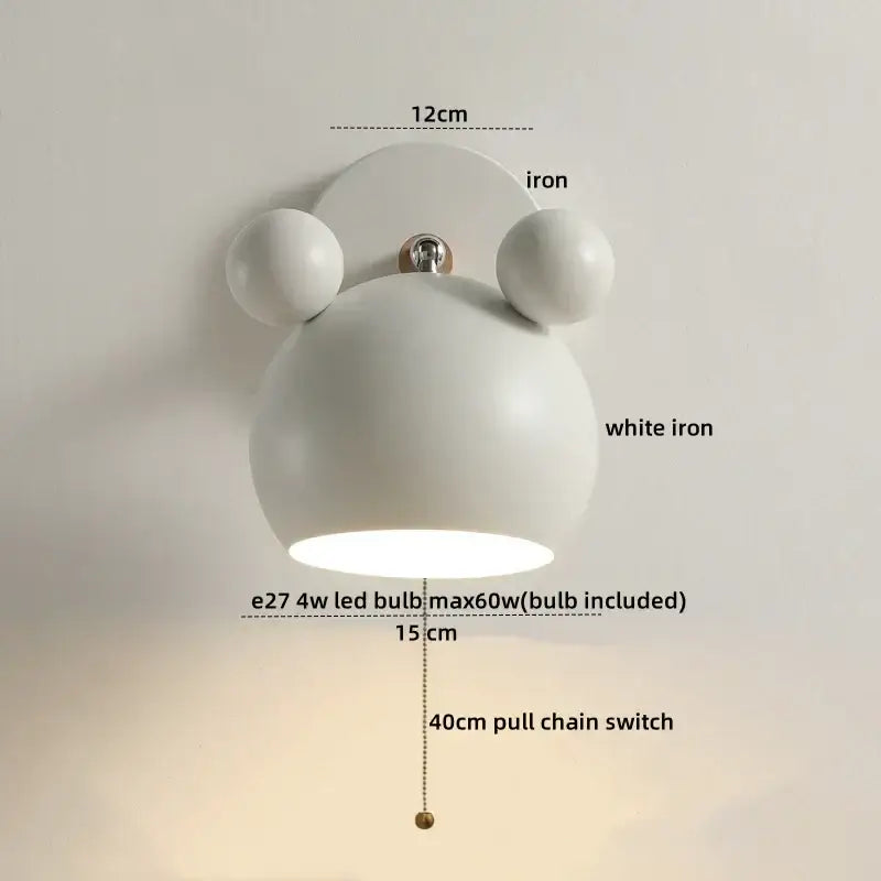 Modern black & white panda led wall lamp bathroom mirror light