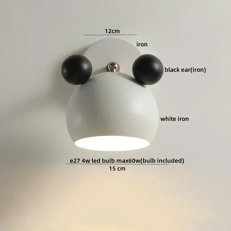 Modern black & white panda led wall lamp bathroom mirror light
