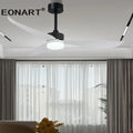 Modern black & white plastic blade ceiling fan with remote bedroom