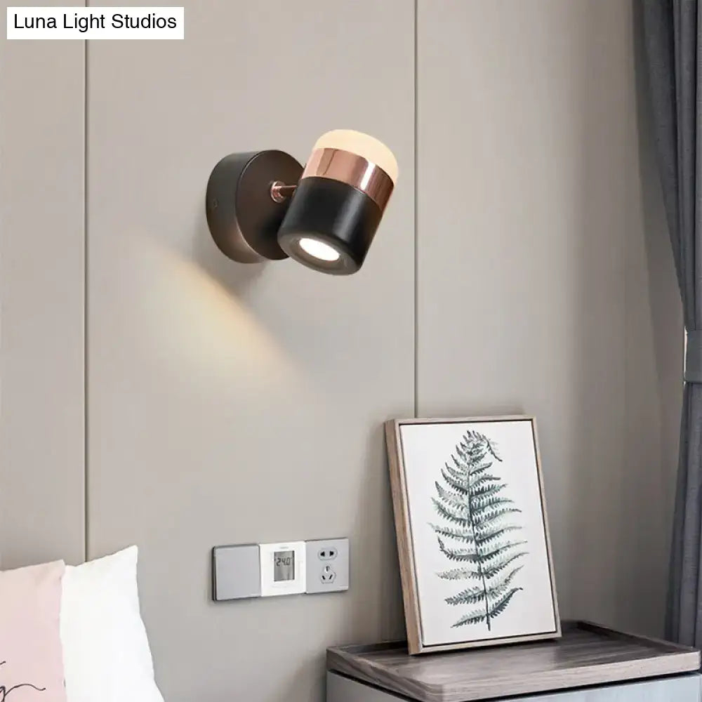 Modern black & white rotatable led spotlight – bedroom wall sconce