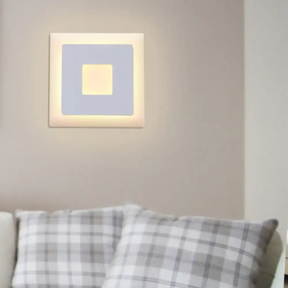 Modern black & white square wall sconce lamp – bedroom light