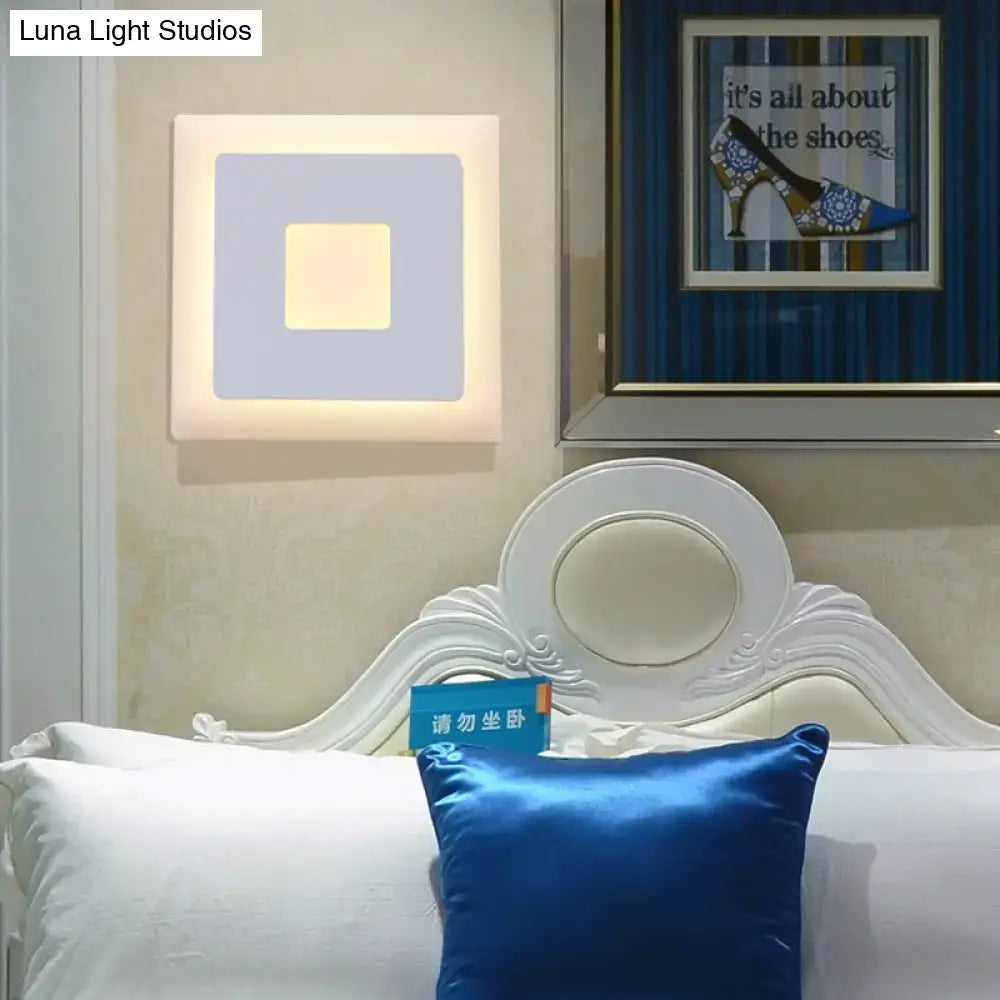 Modern black & white square wall sconce lamp – bedroom light