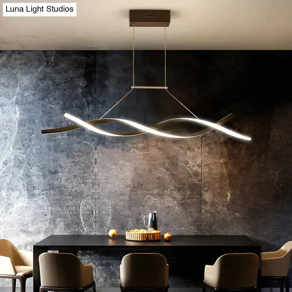 Modern black & white twisted led pendant light – kitchen island