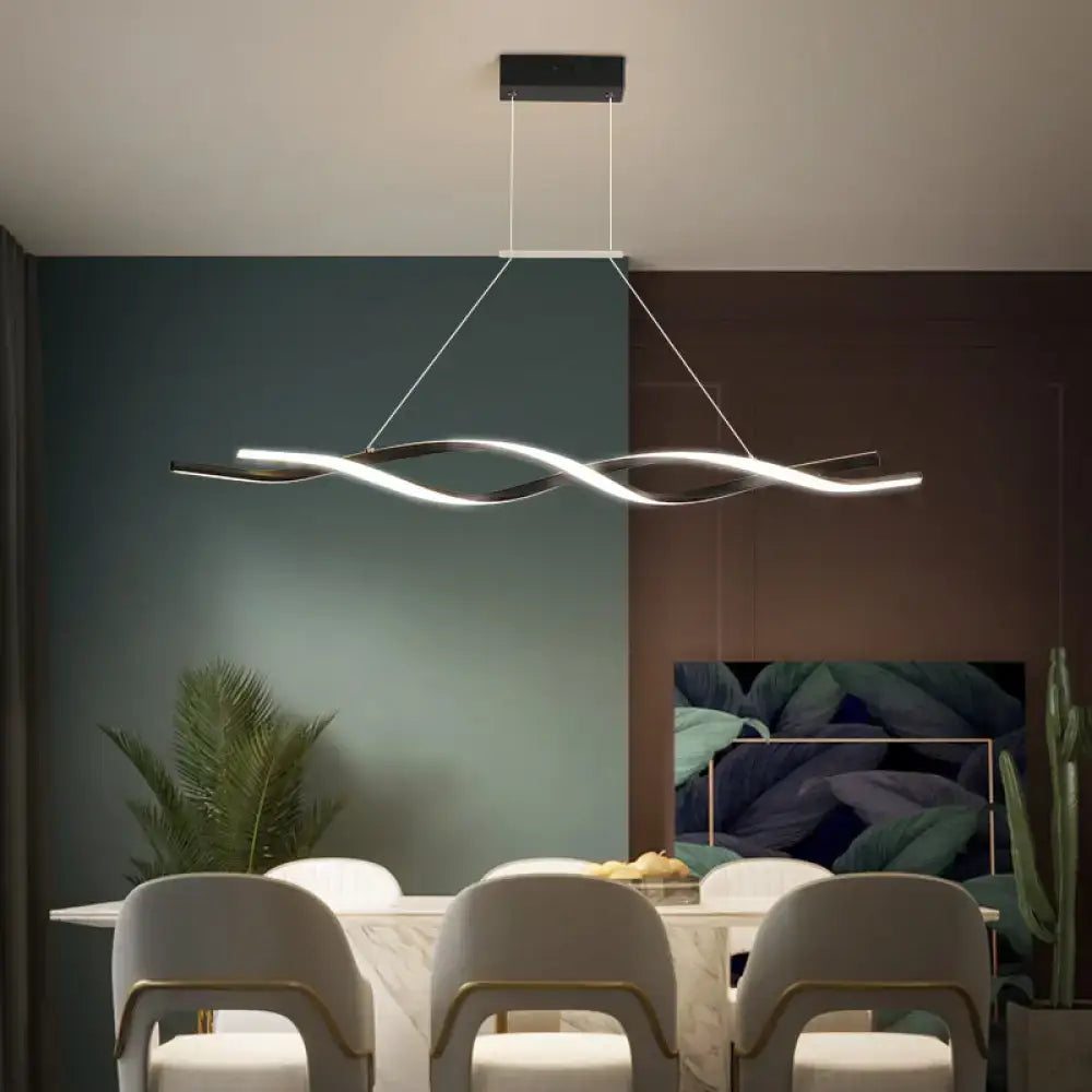 Modern black & white twisted led pendant light – kitchen island