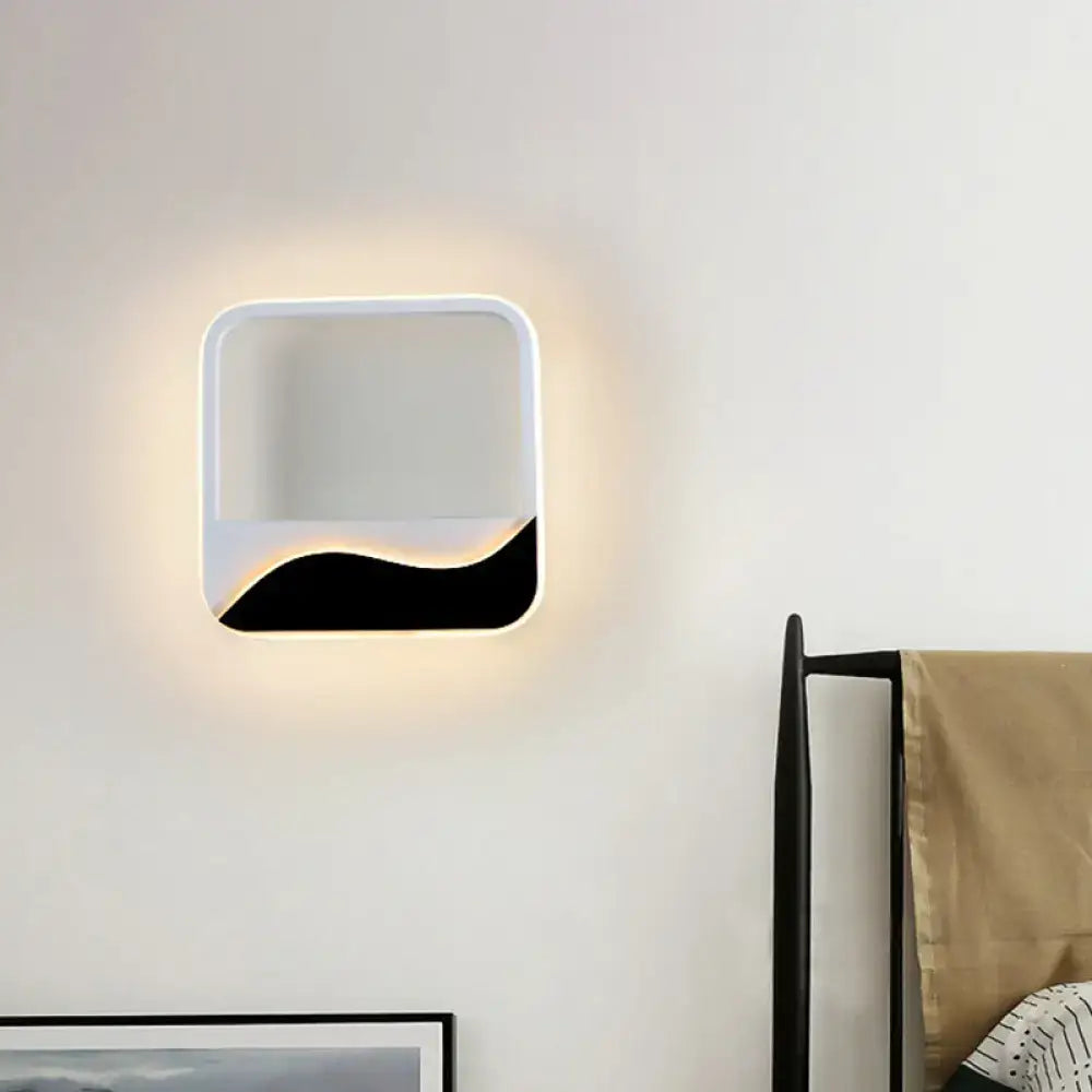 Modern black & white wave led wall light – bedroom sconce