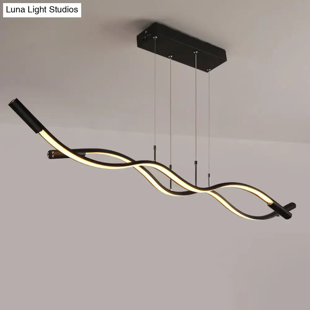 Modern black & white wave shaped pendant lamp dining room lighting