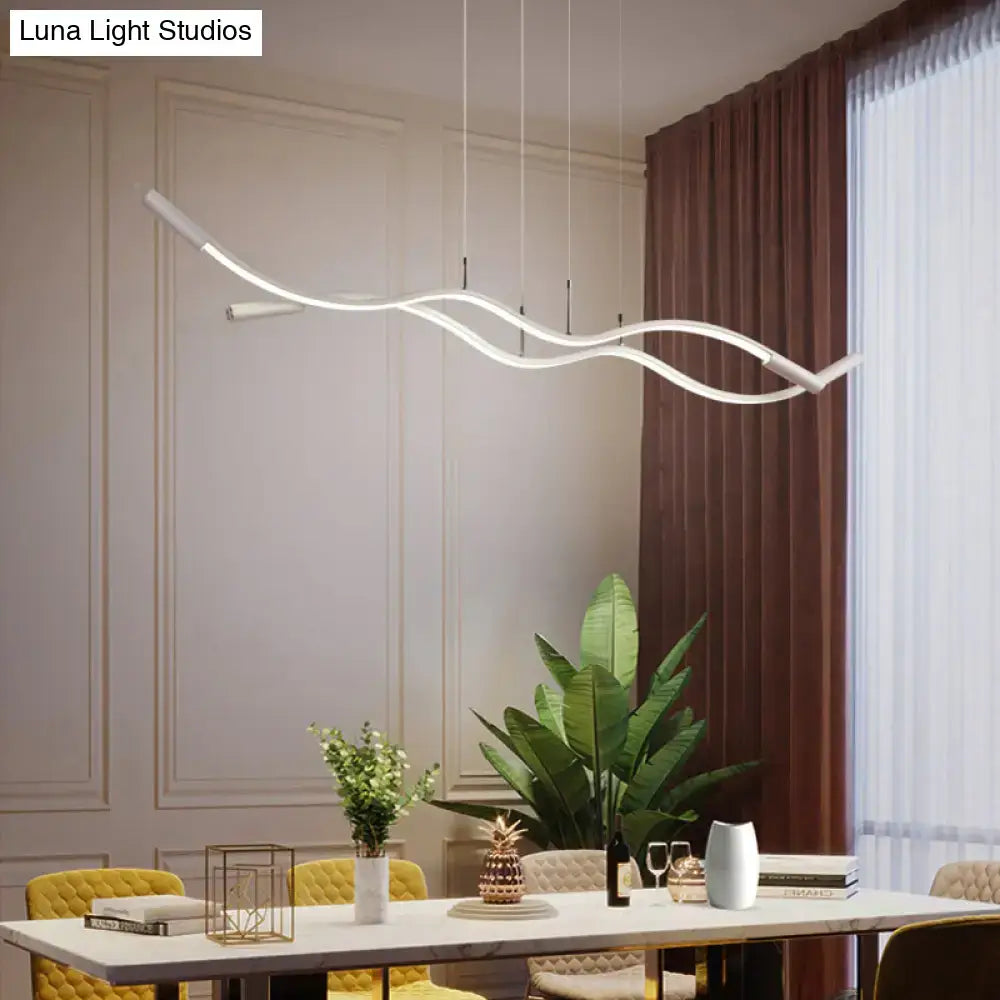 Modern black & white wave shaped pendant lamp dining room lighting