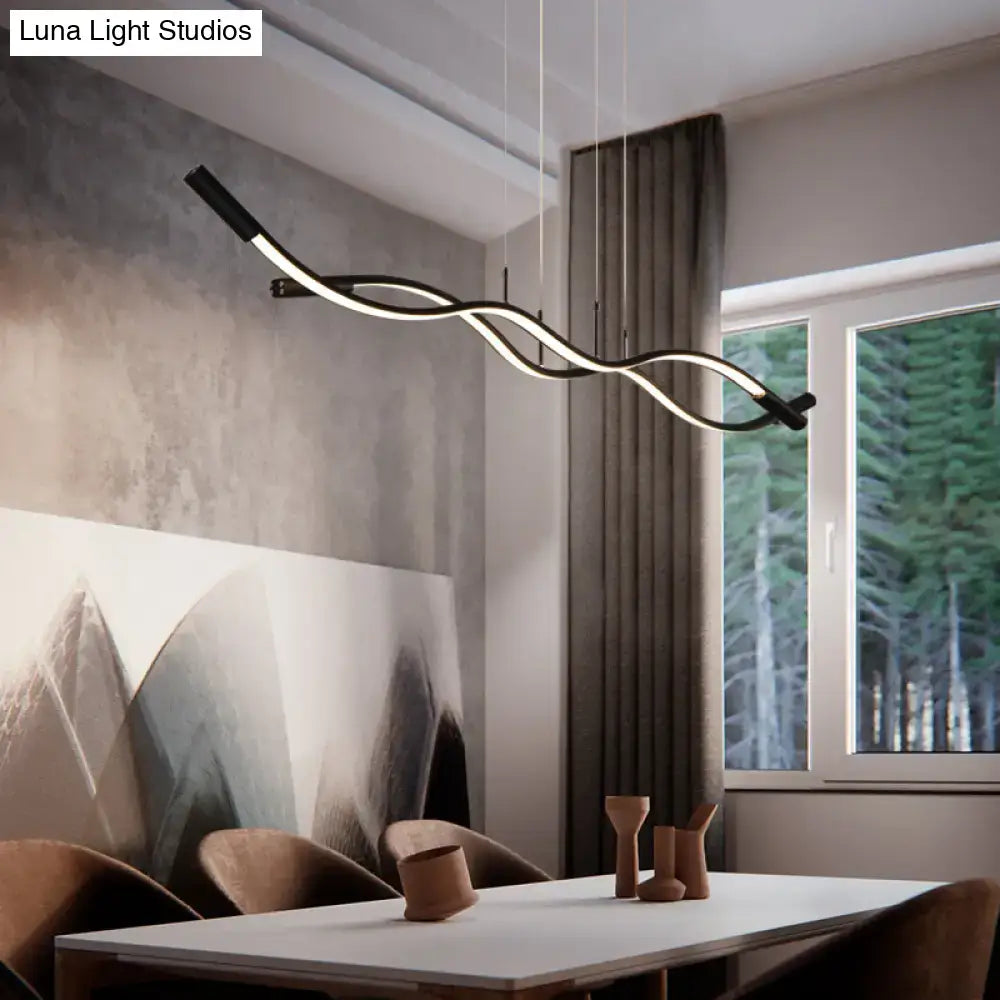Modern black & white wave shaped pendant lamp dining room lighting