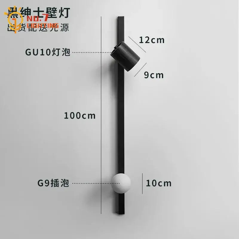 Modern black & white wooden wall lamp living room sconce
