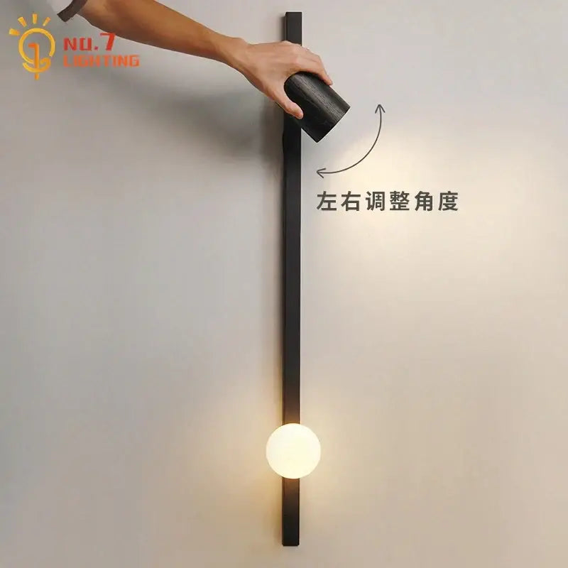 Modern black & white wooden wall lamp living room sconce