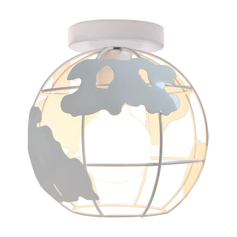 Modern black & white world map globe ceiling light shade living room