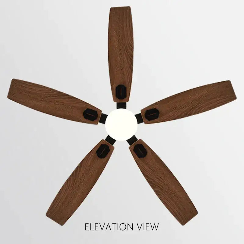Modern black & wood blade ceiling fan with led light for living room