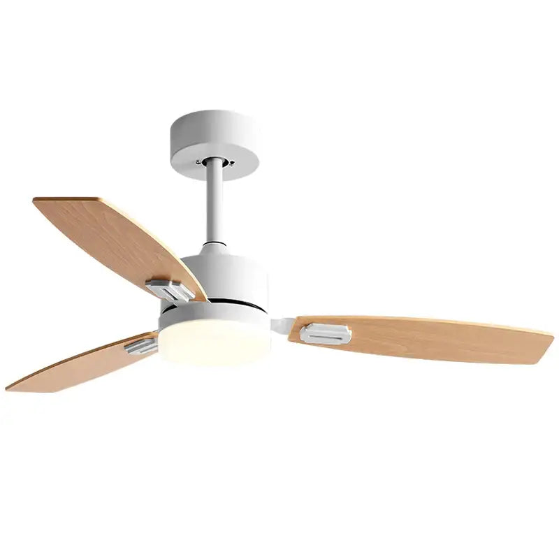 Modern black & wood blade ceiling fan with led light for living room