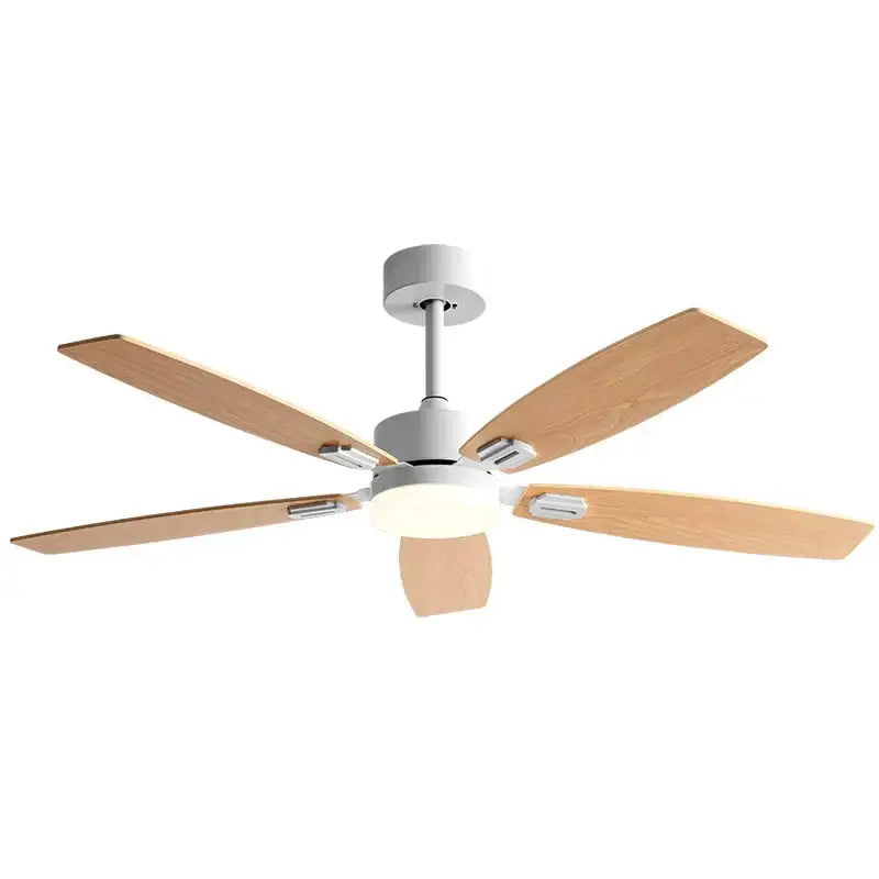 Modern black & wood blade ceiling fan with led light for living room