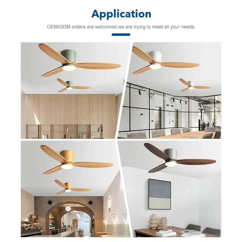 Modern black & wood ceiling fan – living room 35w dc motor remote