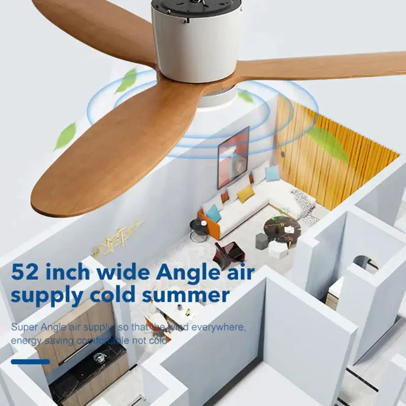 Modern black & wood ceiling fan – living room 35w dc motor remote