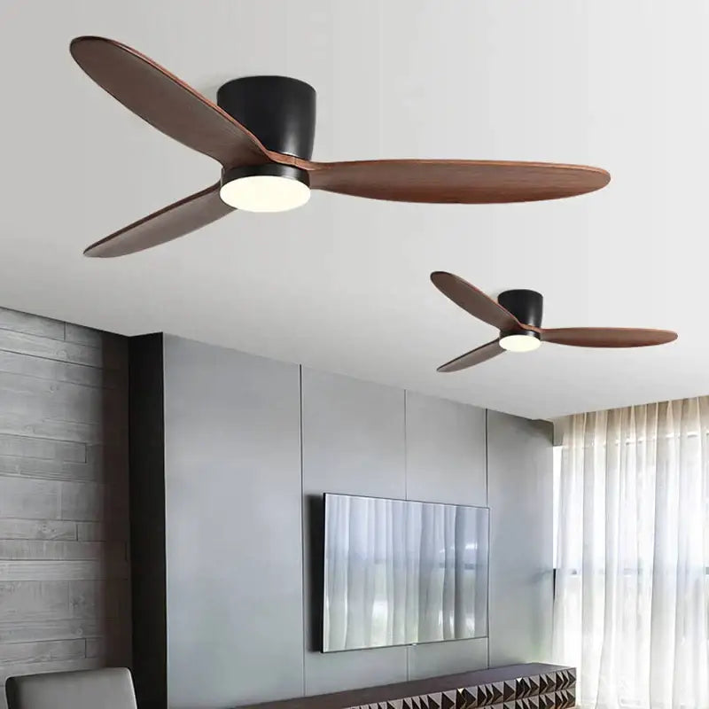 Modern black & wood ceiling fan – living room 35w dc motor remote