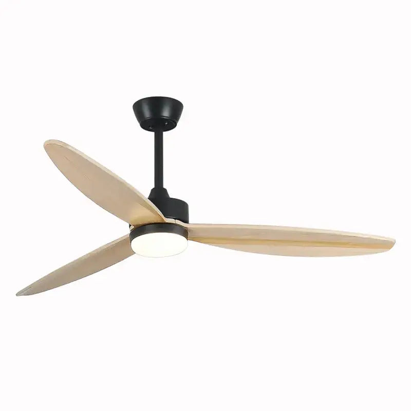 Modern black wood ceiling fan with led light and remote control bedroom