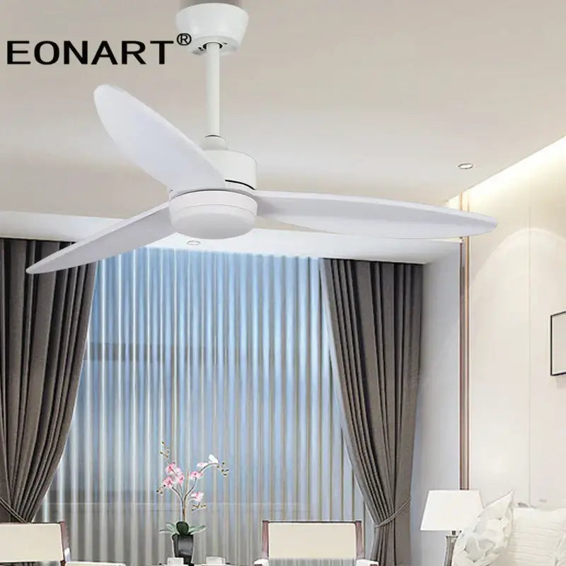 Modern black wood ceiling fan with led light and remote control bedroom