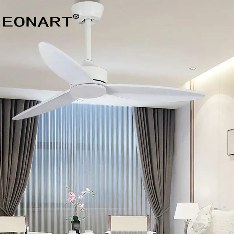 Modern black wood ceiling fan with led light and remote control bedroom