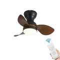 Modern black & wood ceiling fan with led light – bedroom