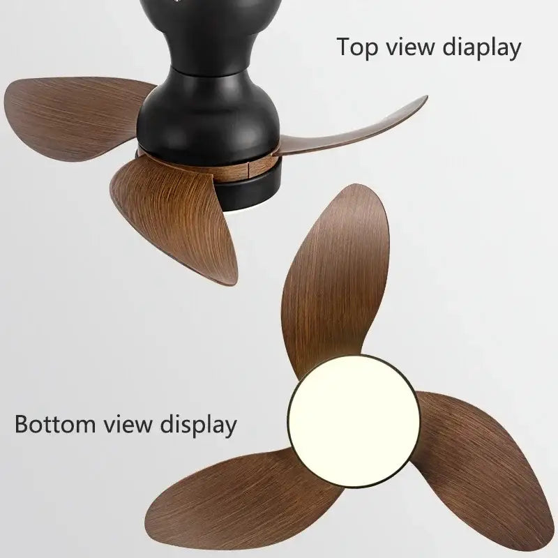 Modern black & wood ceiling fan with led light – bedroom