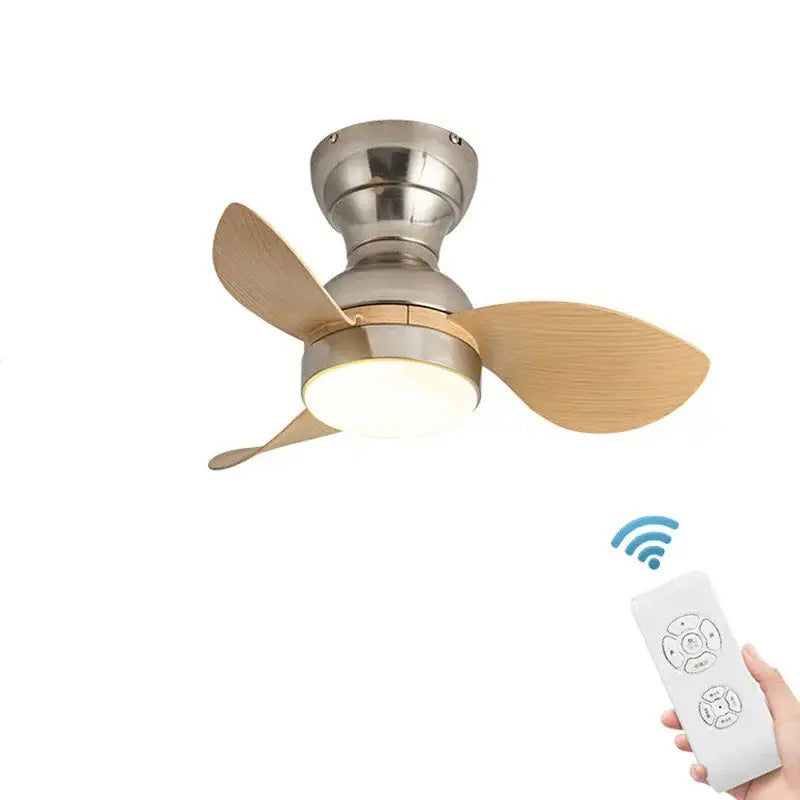 Modern black & wood ceiling fan with led light – bedroom