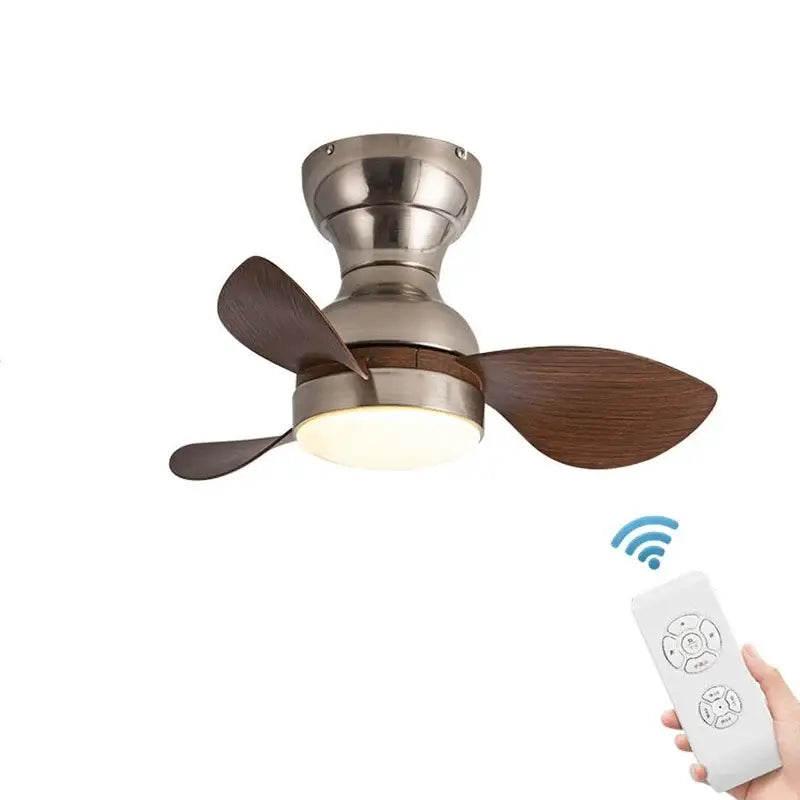 Modern black & wood ceiling fan with led light – bedroom