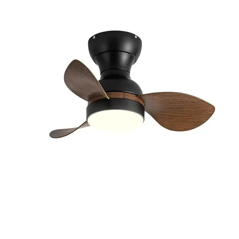 Modern black & wood ceiling fan with led light – bedroom