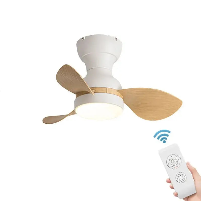 Modern black & wood ceiling fan with led light – bedroom