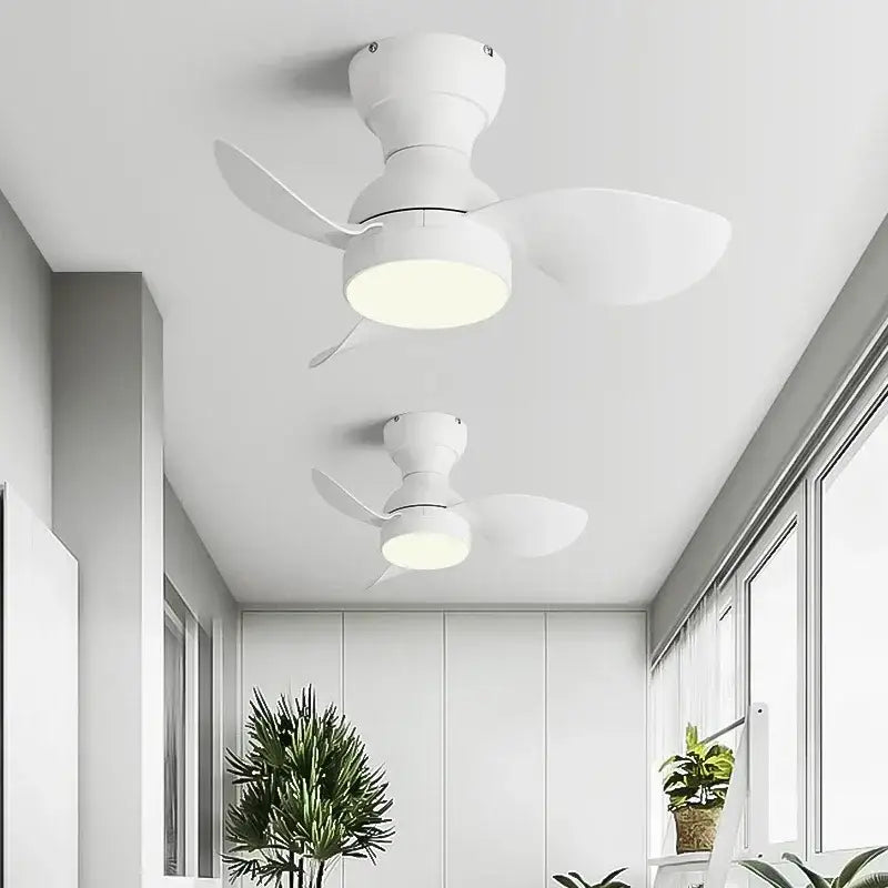 Modern black & wood ceiling fan with led light – bedroom