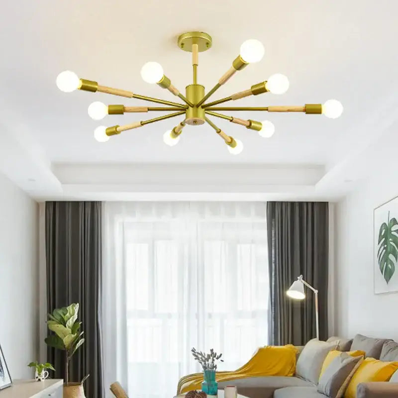 Modern black & wood led wooden ceiling light for living room