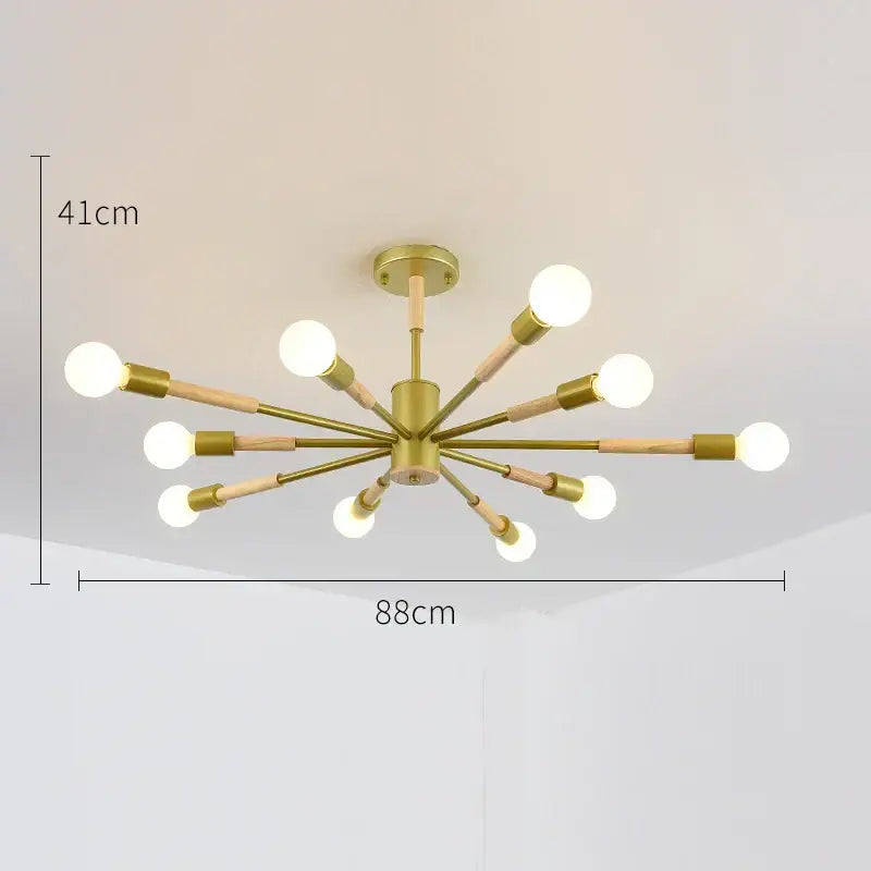 Modern black & wood led wooden ceiling light for living room