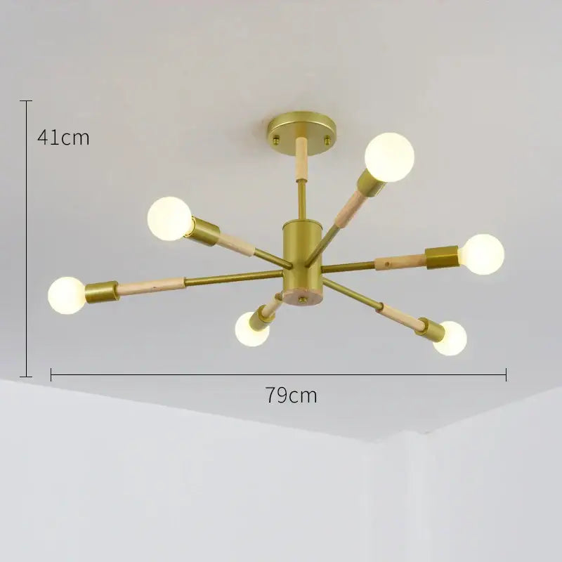 Modern black & wood led wooden ceiling light for living room