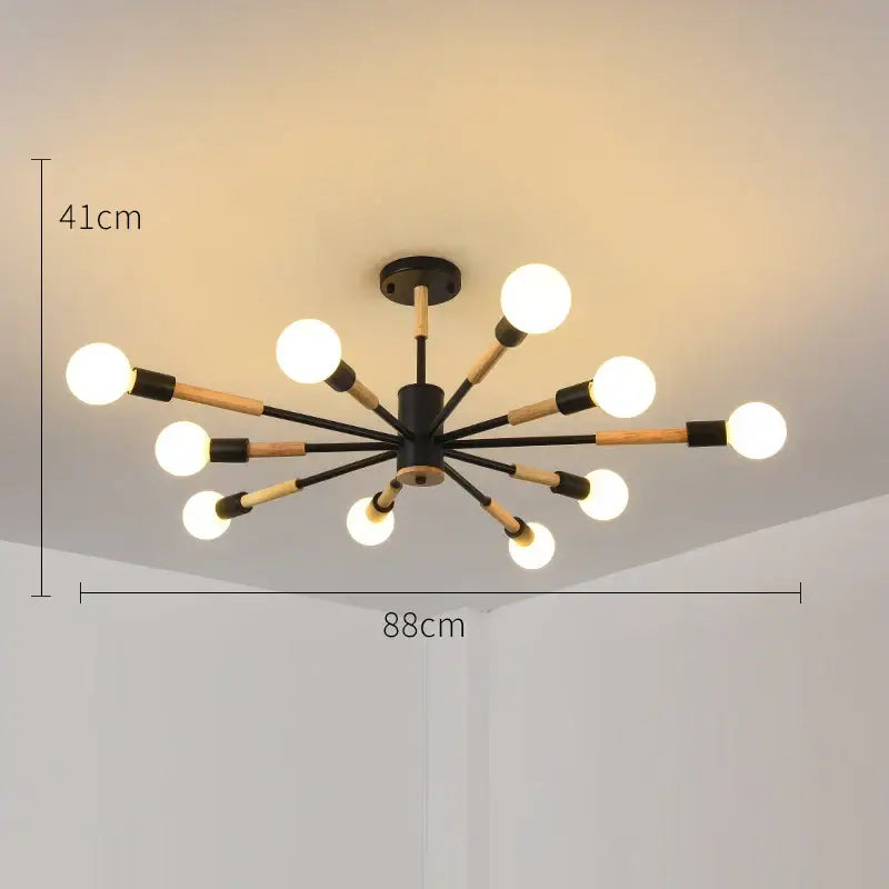 Modern black & wood led wooden ceiling light for living room
