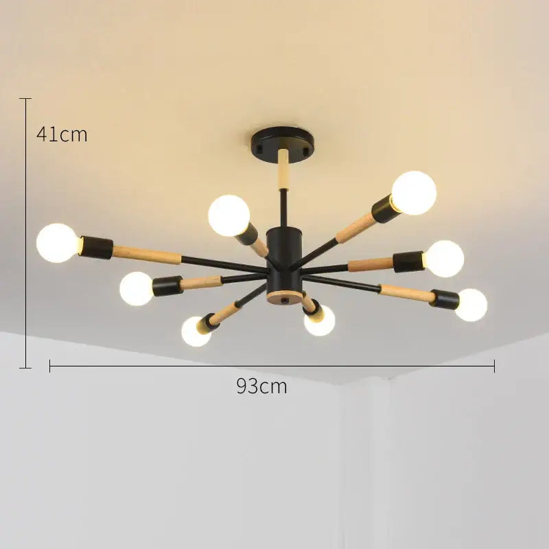 Modern black & wood led wooden ceiling light for living room