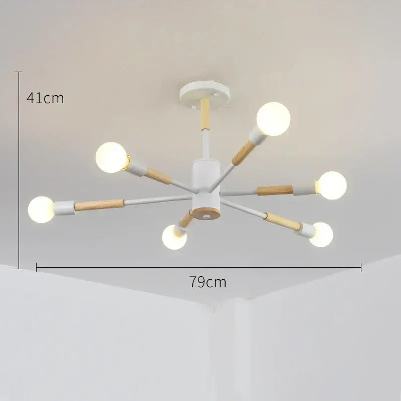 Modern black & wood led wooden ceiling light for living room