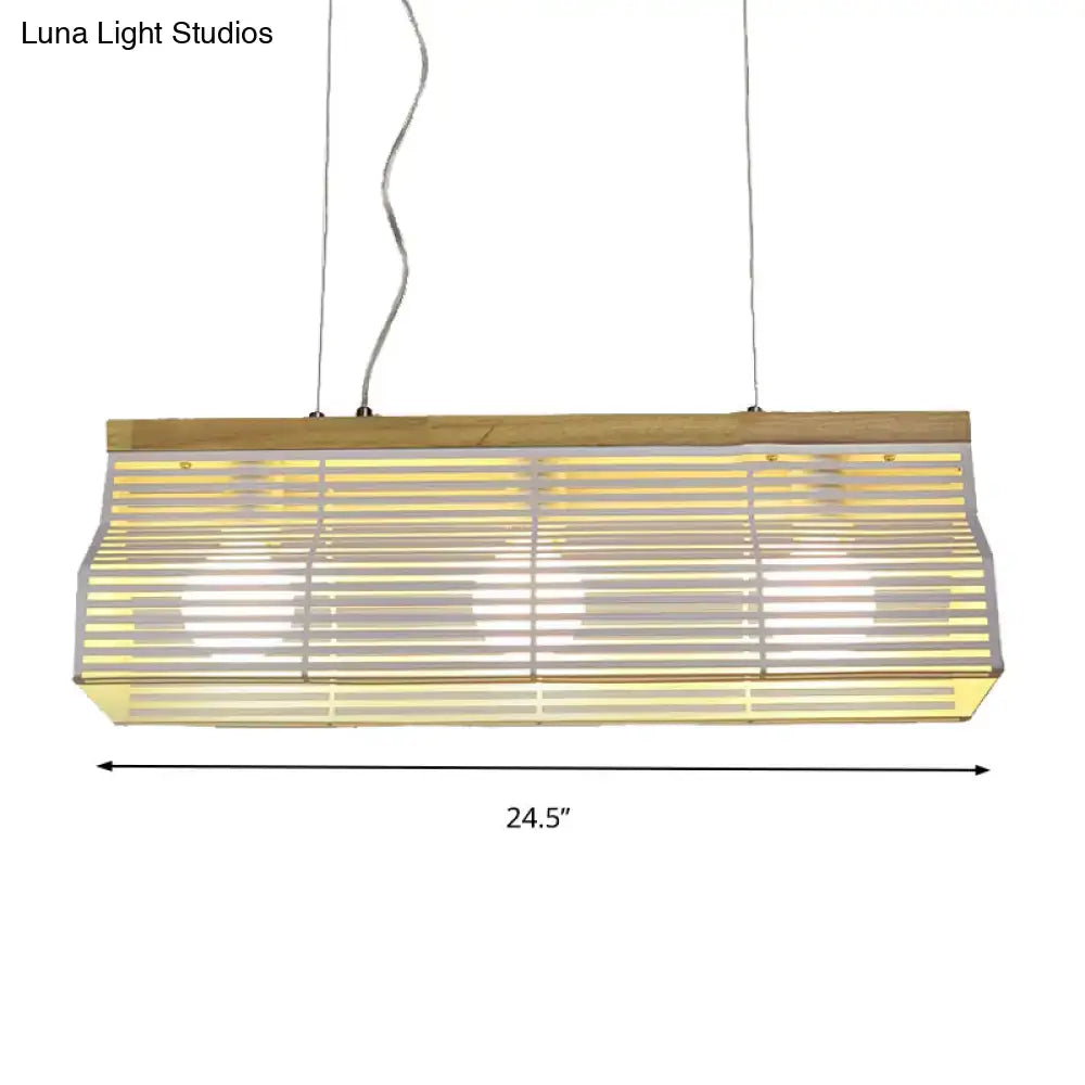 Modern black & wood slatted island pendant light dining room