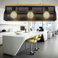 Modern black & wood slatted island pendant light dining room