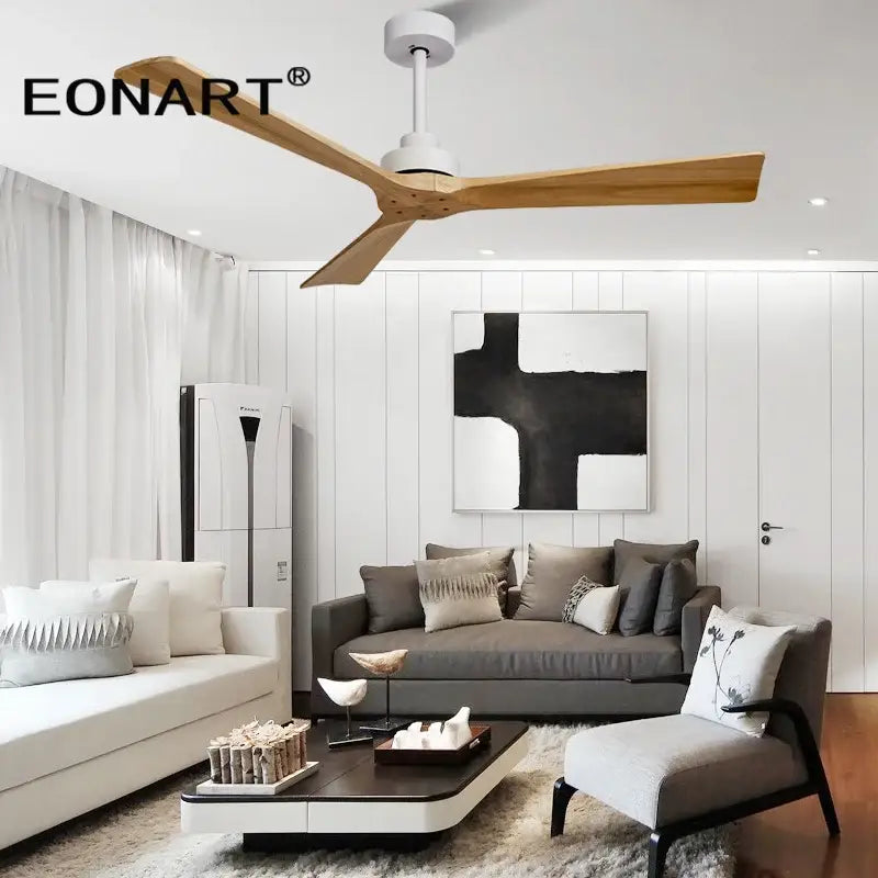 Modern black wooden ceiling fan living room remote control